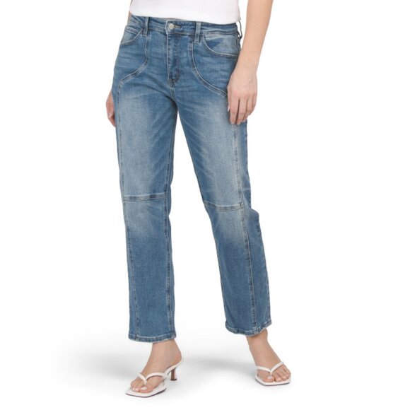 ARTEMIS VINTAGE Denim High Rise Straight Leg Jeans With Seam Detail - Picture 1 of 2